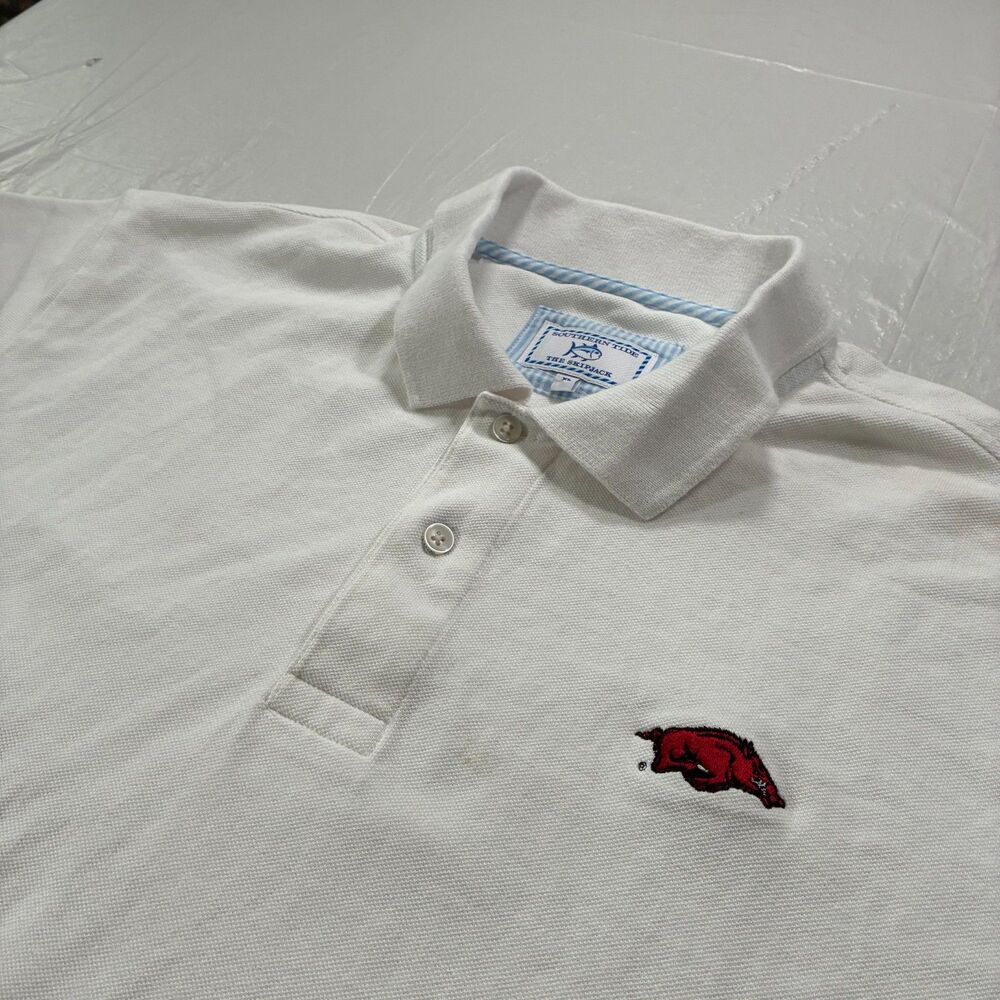 Arkansas Razorbacks Southern Tide The Skipjack White Polo Men's XL NCAA